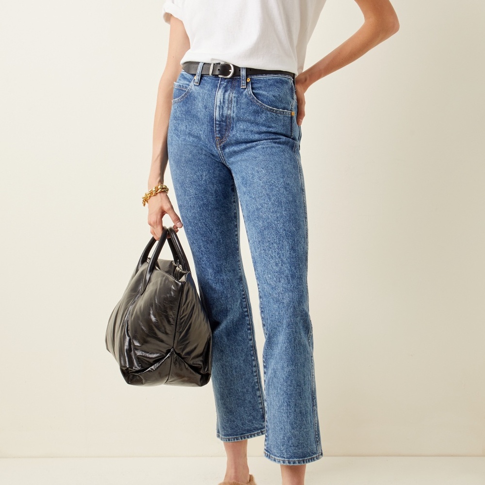 Khaite Abigail High Rise Straight Leg Jeans - Lakeland Stretch